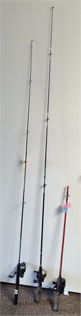 Lot Of 3 Fishing Poles &  Reels