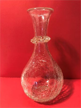 Clear Crackle Glass Vase
