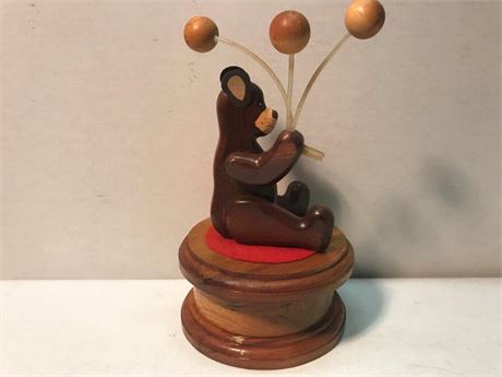 Wooden Bear with Balloons Musical