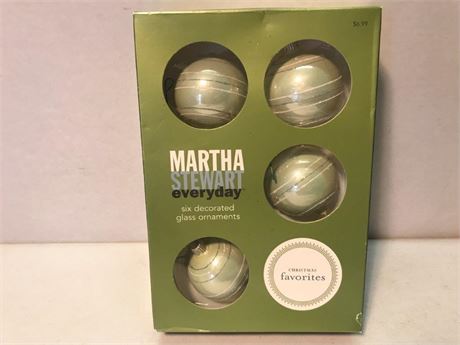 Martha Stewart 6 Glass Ornaments