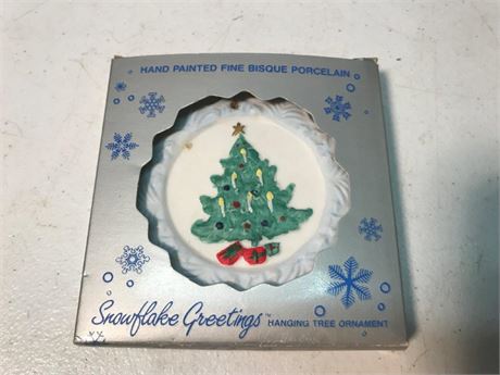 Snowflake Greetings Bisque Ornaments (Christmas Tree)