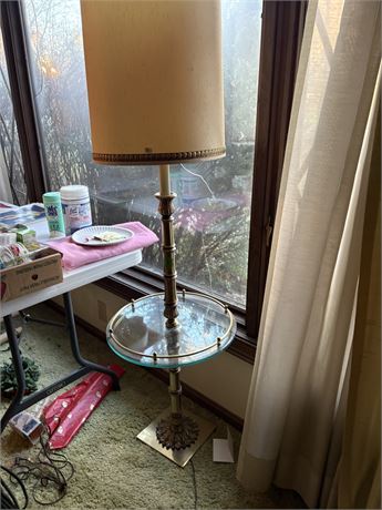 Brass Lamp with Glass Table