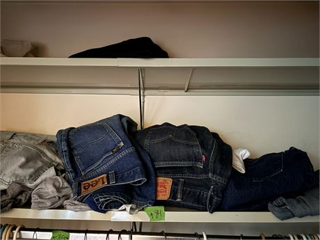 Jeans Shelf Lot, Levi, Lees, Wrangler