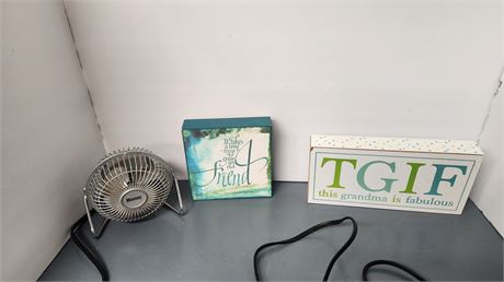 Room Decor & Mini Fan. Fan Has Been Tested & Works