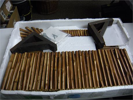 Bamboo Style Mirror & Shelf
