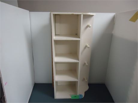 White Shelf With Coat Hooks