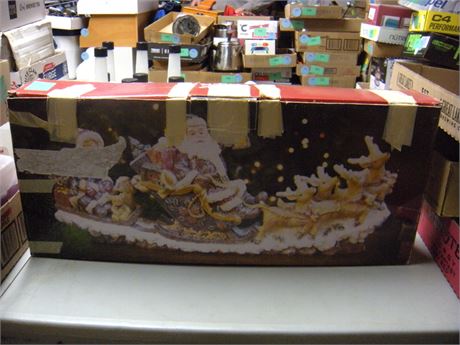 Vintage Santa & Reindeers Statue