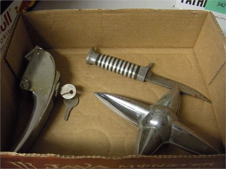 Vintage Car Door Handle & Knife & Misc.