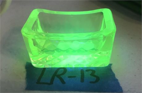Vintage Vaseline Glass Rectanlge Open Salt Cellar