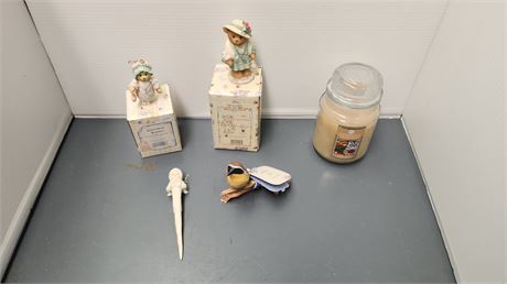 Cherish Teddies & Candle & Hallmark Bird Statue