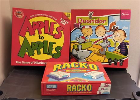Apples To Apples & Rack-O & Quorider Board Games