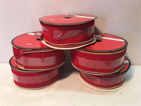 5 Spools of Sealed 2.5" x 30ft Ribbon