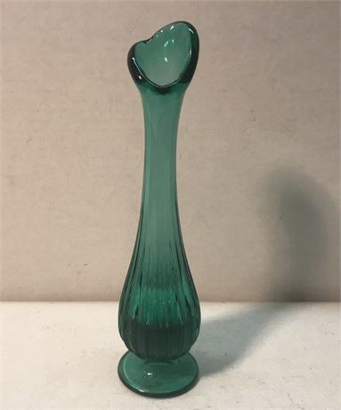 Marked Olde Virginia Glass Green Swung Vase