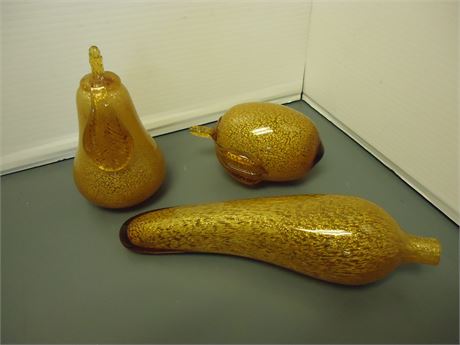Blown Glass Amber Fruit. Made in Italy
