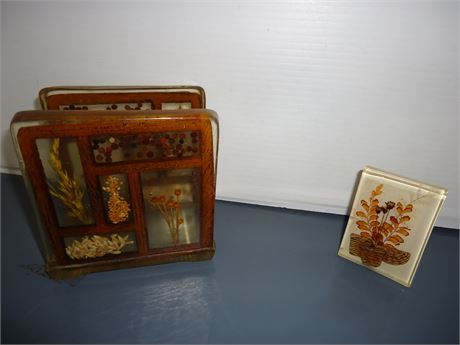 Lucite Acrylic Napkin Holder & Misc. Decoration
