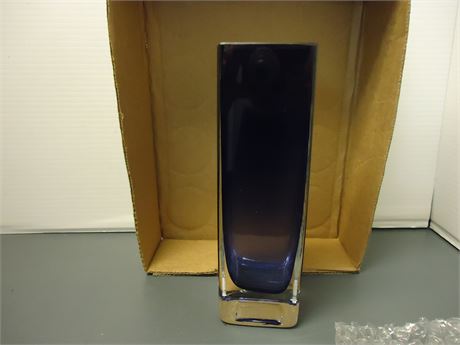 Cobalt Blue Glass Block Vase