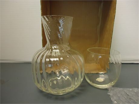 2 Clear Glass Vases