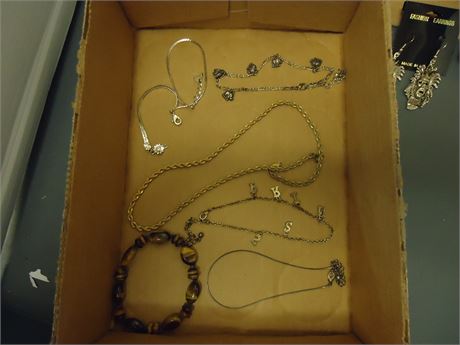 Lot Of Jewelry & Small Buda Statue & Skull Case & Misc.