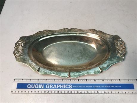 Stamped Silver Plate on Copper Vintage Tray