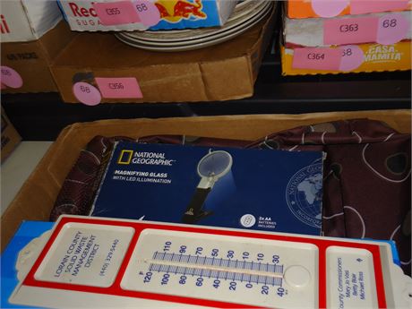 Thermometer and magnifying glass
