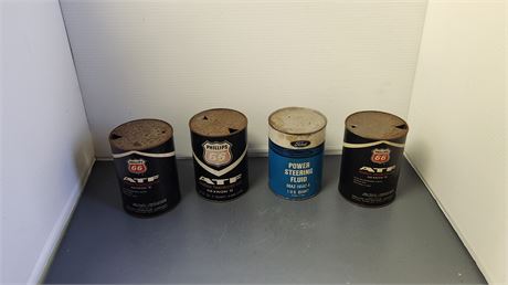 4 Vintage Cardboard Auto Oil Cans