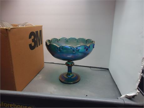 Carnival glass pedastall dish