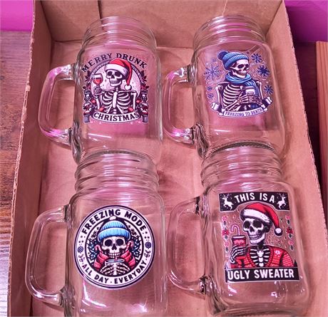 Custom Made Skeleton Christmas Drink Glasses
