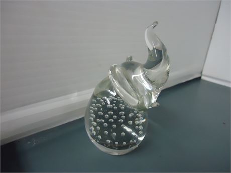 Glass Elephant Paper Weight