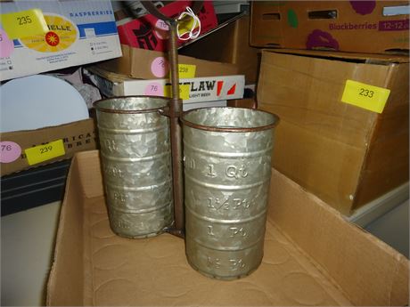 Galvanized Wine Bottle Carrier Or Utensil Holder