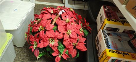 Christmas Artificial Poinsette Basket