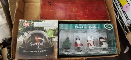 Boston Warehouse Place card Holders & Ornaments & Santa Cam Led Light