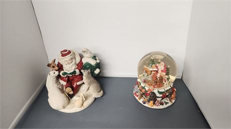 Christmas Globe & Heavy Christmas Statue.