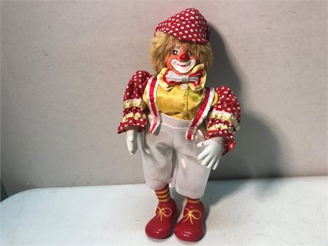Vintage 13" Ceramic Musical Animated Clown Doll