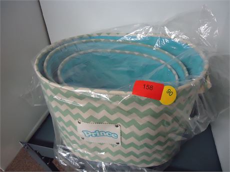 3 Prince Fabric Storage Containers. Need Cleaned. Has Some Water Marks On Them
