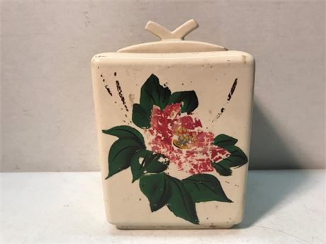 1940's McCoy Hand Painted Floral Ironstone Cookie Jar