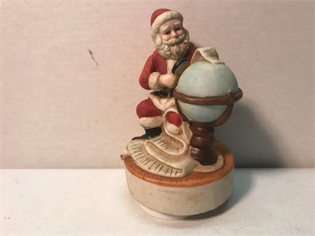 1986 Christmas Around the World Santa Music Box w Misc. Santa Music Box