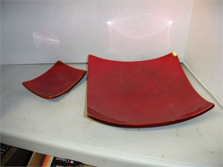 2 Decorative Red Display Plates. One Has Damaged Corner