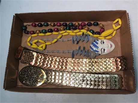 Flat of Necklaces & Stretchy Belts