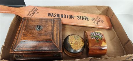 Wooden box and paddle