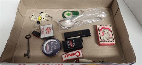 Lighters, key chain, measuring tape