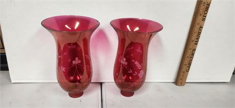 2 Glass Candle Hurricane Lamp Shades