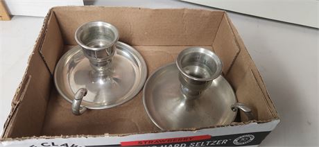2 Pewter Candlestick Holders