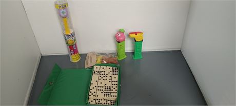 Pez & Troll Doll & Dominoes