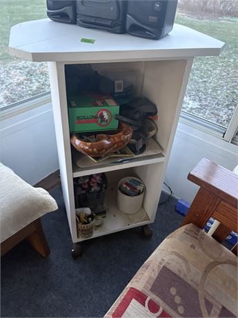 Wood Corner Cabinet on Wheels (Contents NOT Included)