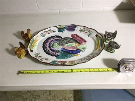 20 inch Turkey Platter and Salt & Pepper Shakers