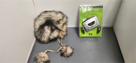 Durabrand Cassette Player & United Hatters Cap & Millinery Union Made Fur Hat