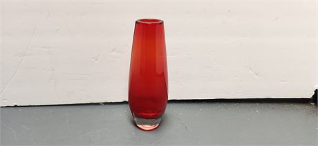 Mid Century Teardrop Glass Red Vase