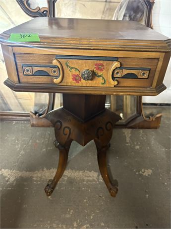 Wood Pedestal Lamp Table