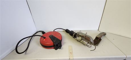 Vintage Metal Oil Can Pour Spout & Sears Shop Trouble Light
