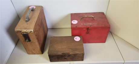 3 Wood Storage Boxes